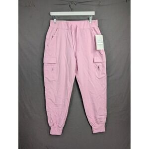 In Good State Pink Cargo Joggers MAP524 Womens Size L Ribbed Waist Lightweight